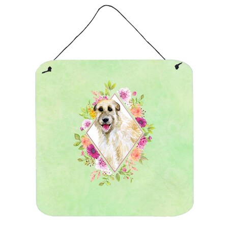 Carolines Treasures 6 x 6 in. Irish Wolfhound Green Flowers Wall or Door Hanging Prints CK4313DS66